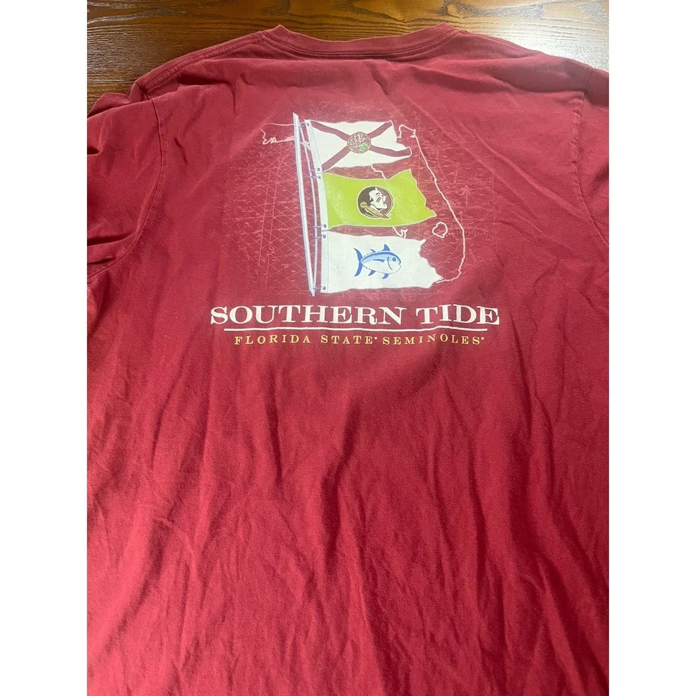 Southern Tide Florida State Seminoles Pocket T  Shirt Skipjack  Size Large